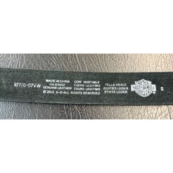 Harley-Davidson Black Leather Belt With Silver Buckle Genuine Leather - Picture 2 of 6